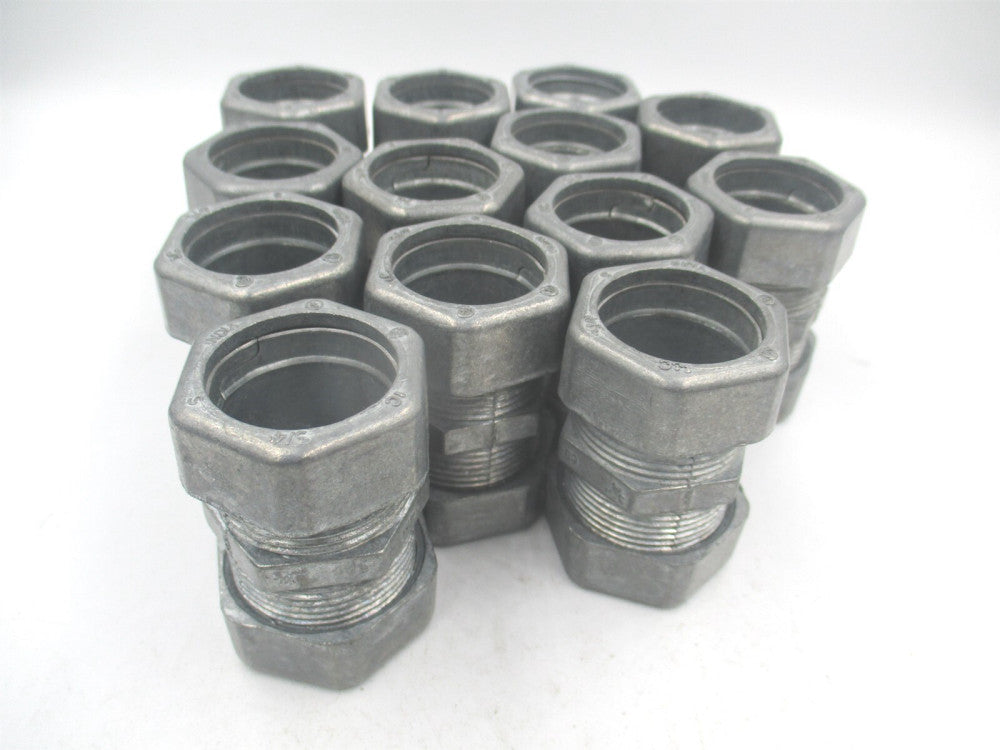 3/4" x 1-7/8" OAL Zinc Compression Coupling For Use With EMT Conduit - Lot of 12