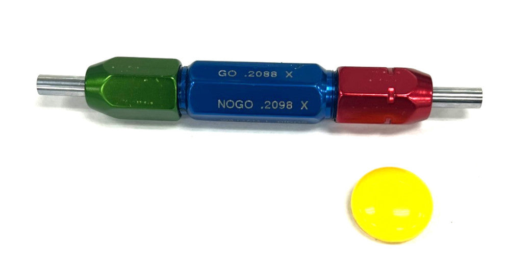 GO NO-GO .2088" & .2098" PIN PLUG GAGE CLASS X TOLERANCE OAL 4-3/8"