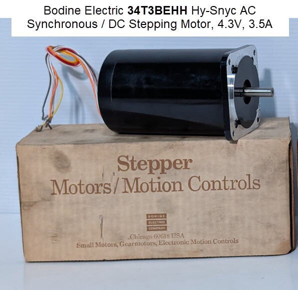 Bodine Electric 34T3BEHH Hy-Snyc AC Synchronous / DC Stepping Motor, 4.3V, 3.5A