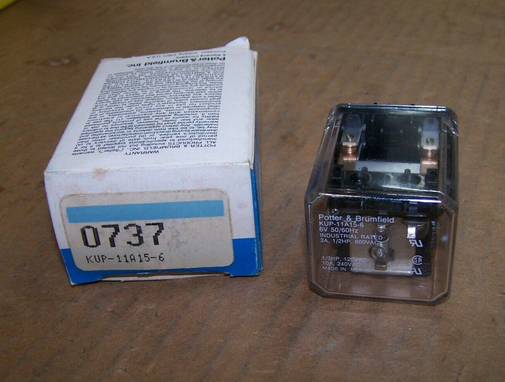 NEW POTTER & BRUMFIELD 10 AMP RELAY 6 VAC COIL 8-PIN KUP-11A15-6