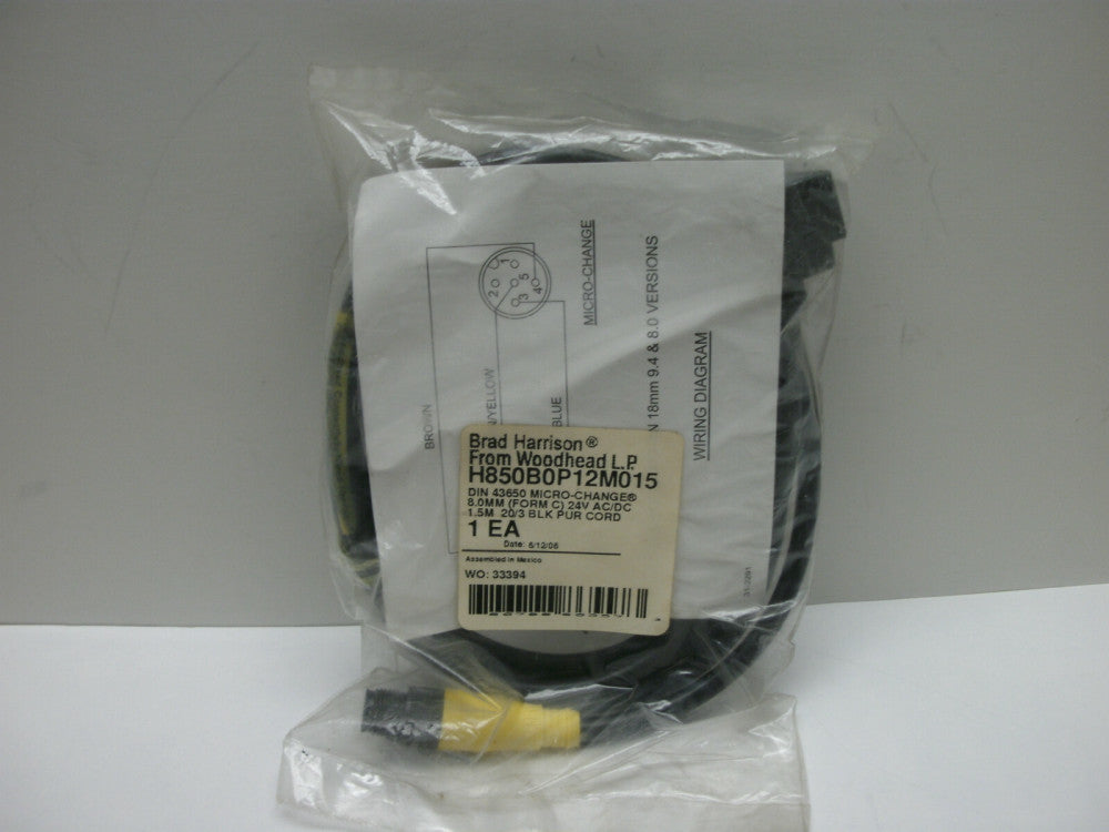BRAD HARRISON H850B0P12M015 MICRO-CHANGE 8.0MM 24V AC/DC 1.5M 20/3 NEW IN BAG