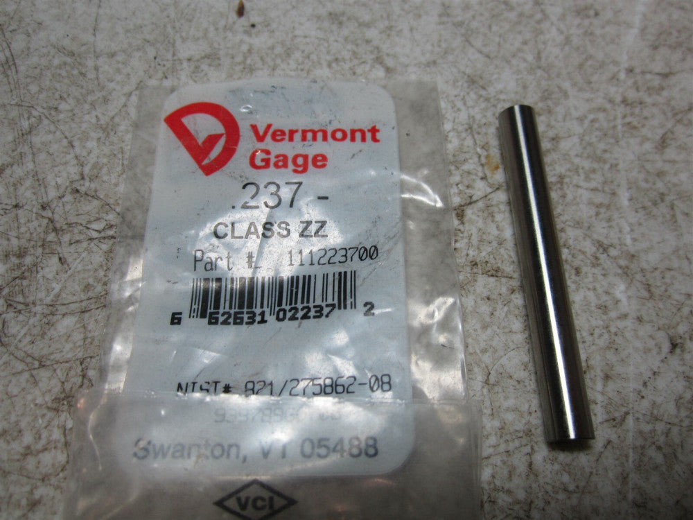Vermont Gage (111223700) 0.237 Diameter Class ZZ Pin Gage