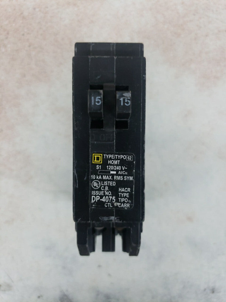 1) New Take Out! Square D HOMT1515 Circuit Breaker 1 Pole Duplex 15 Amp 120V W#