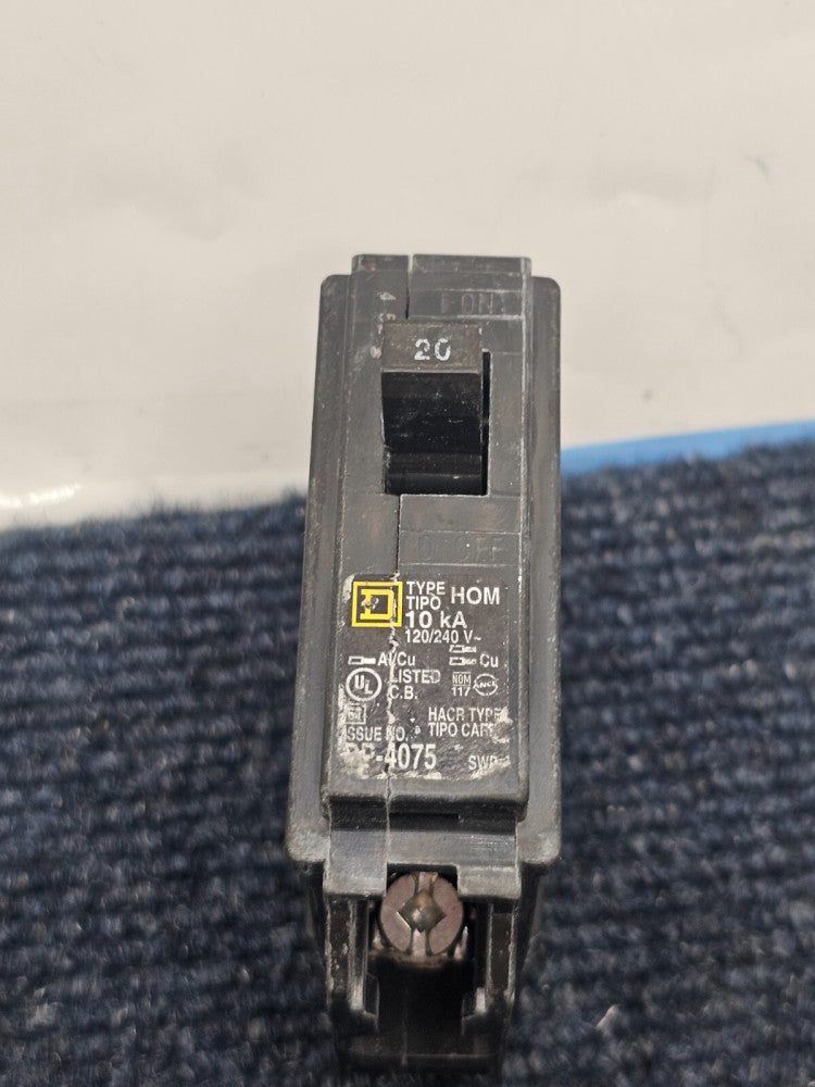 (QTY 2) Homeline HOM120CP 20 Amp Single-Pole Circuit Breaker