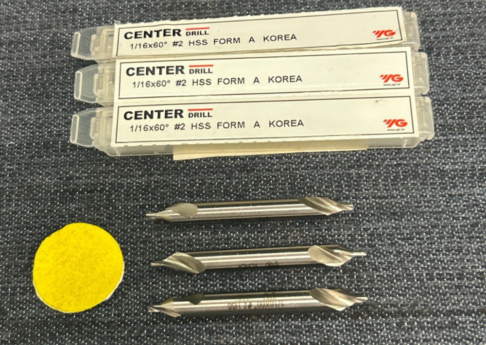 YG-1 CENTER HSS DRILL BIT D1C90080 1/16" X °60 #2 FORM 1 LOT OF 3