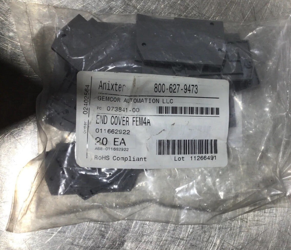 Pack Of 20, 011662922, Abb, Terminal Blcks-Sna Accessories Fem6.4A End Plate NOS