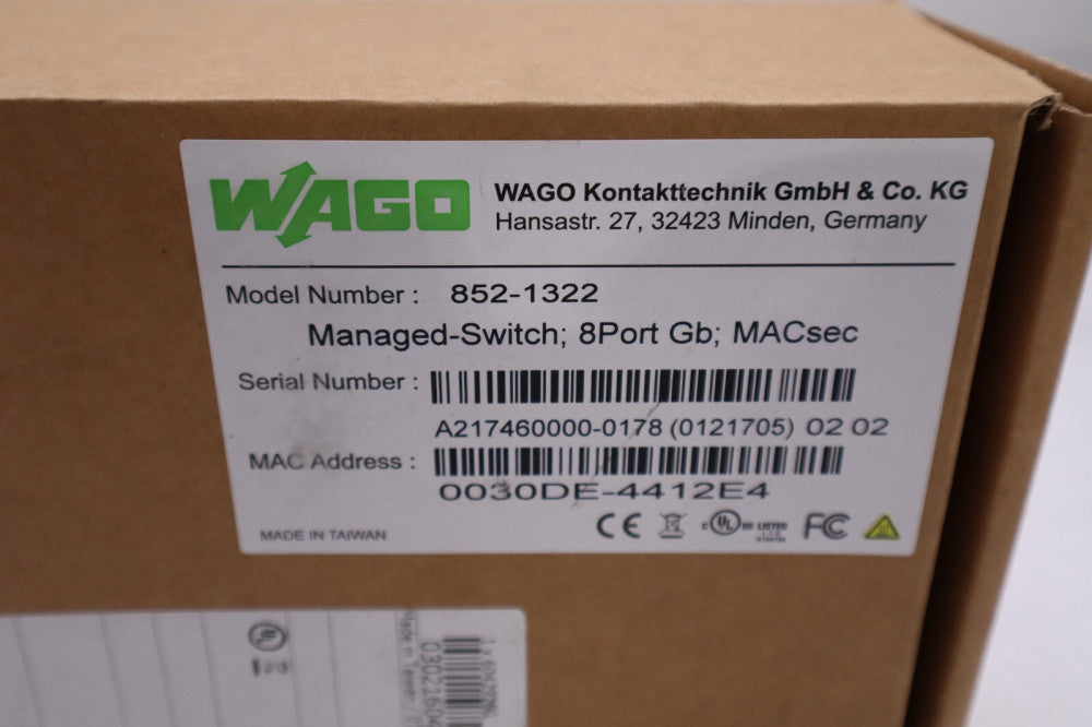 NEW IN BOX WAGO 852-1322 Switch Ethernet Managed Port Count STOCK H468
