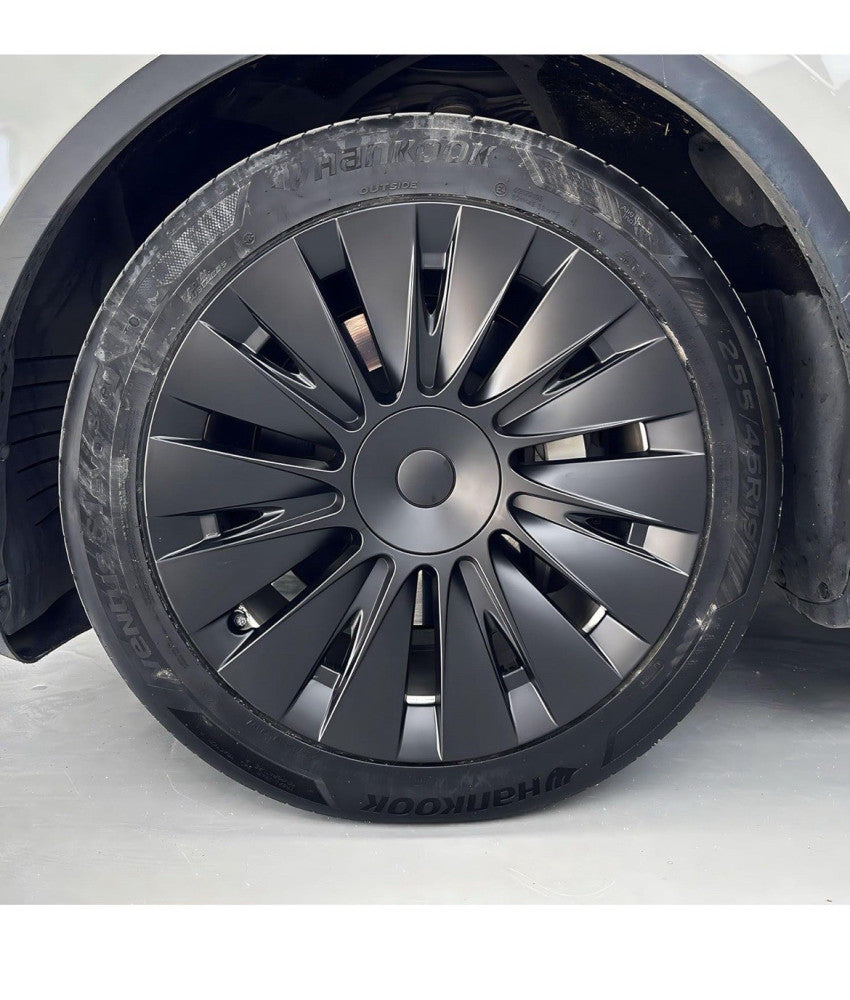Set Of 4 Wheel Cover Hubcap 19 Inches 2024 for Tesla Model Y Matte Black 2021-24