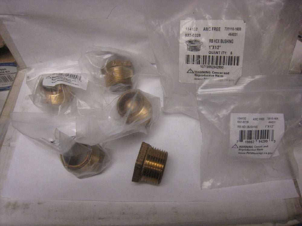 5 Anderson Pipe Fitting, Red Brass Hex Bushing, Lead Free, 1 x 1/2-In. 8320228