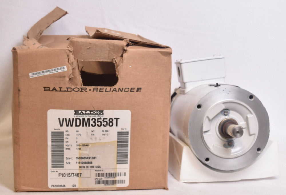 Baldor Electric Motor Washdown Duty 3ph 2hp 208-203/460V 1750rpm VWDM3558T