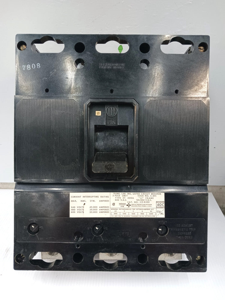 Gould ITE 300 Amp Circuit Breaker 3 Pole 600 VAC JJ3-B300