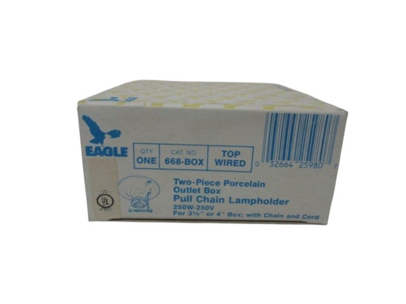 EAGLE 668-BOX PORCELAIN CEILING LAMPHOLDER PULL CHAIN NSMP