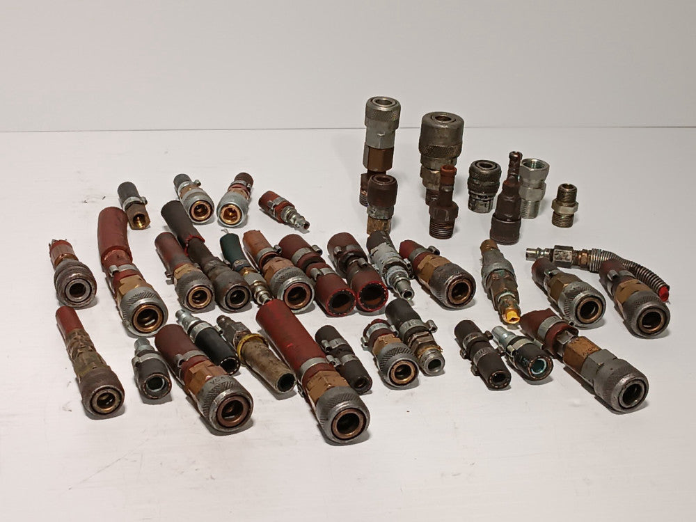 Lot of 38 Cut Hose Ends w/ Assorted Hose Stems Hose Stem Sockets + Barbed Stems