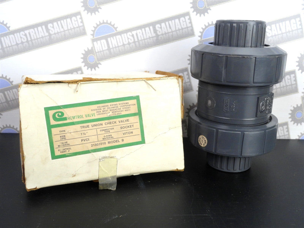 CHEMTROL - 21801010-B - 1-1/4" TRUE UNION SOCKET Check Valve PVCI, Viton (NEW)