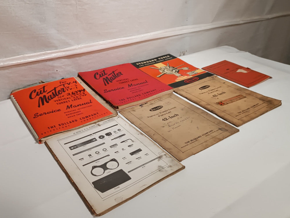 Lot of 7 Bullard Cut Master Vertical Turret Lathe Service & Instruction Manuals