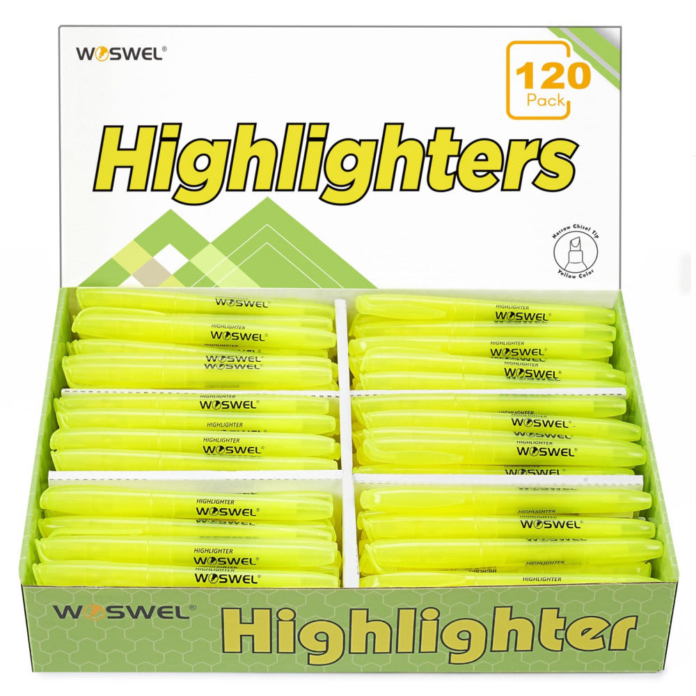 Highlighters Bulk 120 Pack Fluorescent Yellow Highlighter Markers Set for Und...
