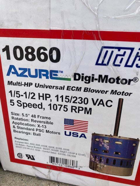 Mars Azure Digi-Motor 10860 1/5-1/2GP 125/230VAC 5 Speed 1075 RPM (NEW)