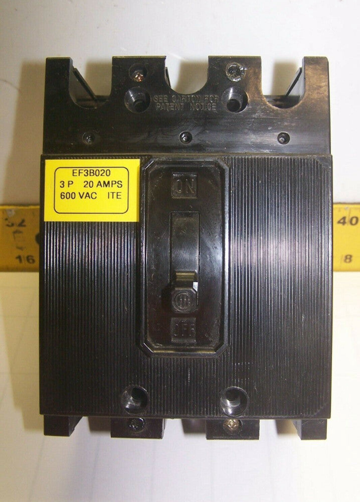 ITE 20 AMP CIRCUIT BREAKER 600 VAC 3 POLE EF3B020