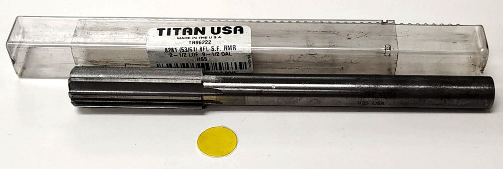 TITAN 53/64" CHUCKING REAMER .8281 8FL 2-12" FLUTE LENGTH 8" OAL TR96222