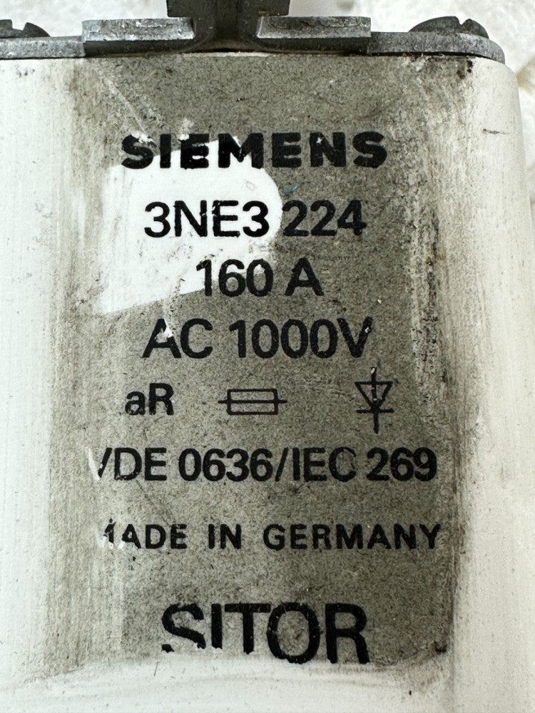 Siemens 3NE3-224 Sitor Fuse 160A/1000V AC IEC269 - NOS - USA Stock Fast Ship