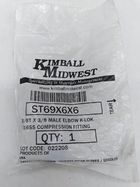 NEW ST69X6X6 K-Lock Male Elbow Connector 3/8T x 3/8