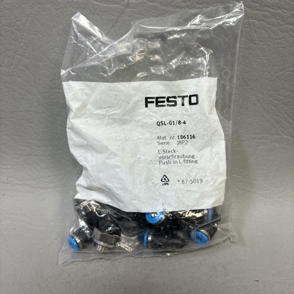 10- Festo QSL-G1/8-4 186116 L-shaped THREADED ELBOW JOINT