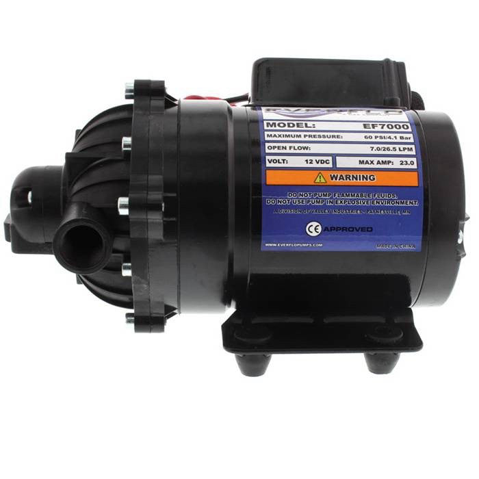 12V Diaphragm Pump-1/2 FNPT Ports Everflo EF7000-Box 7.0 GPM