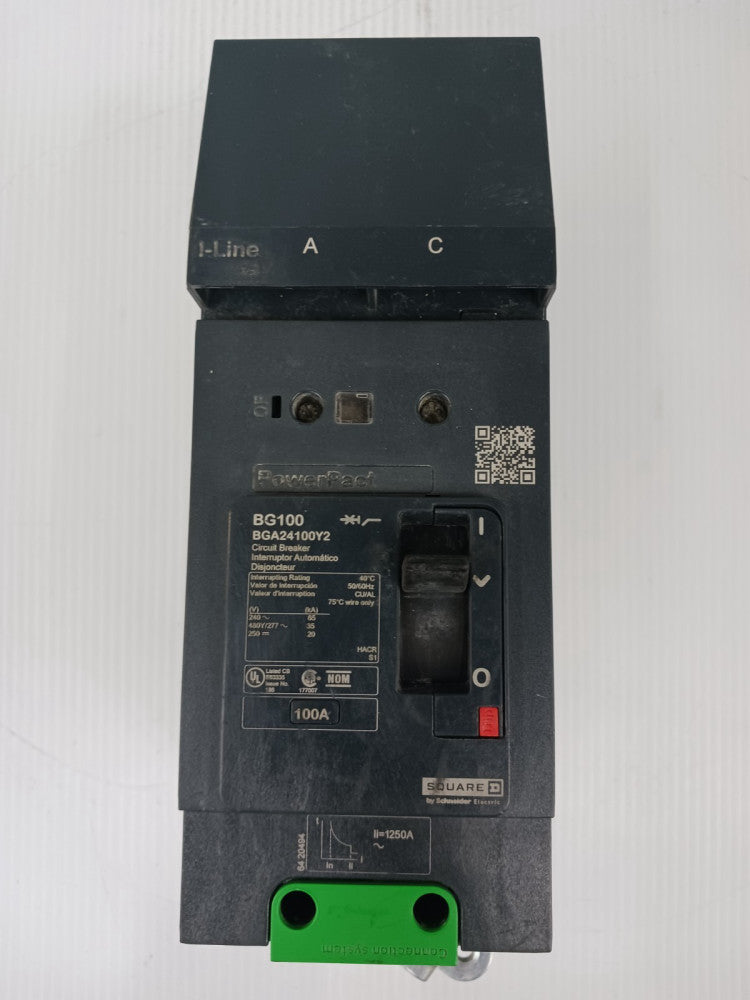 Square D PowerPact 100 Amp I-Line Circuit Breaker 2 Pole 480Y/277 VAC BGA24100Y2
