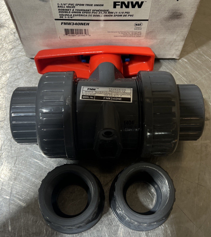 FNW 1-1/4" FPM PVC True Union Ball Valve FNW340NEH Nos Surplus