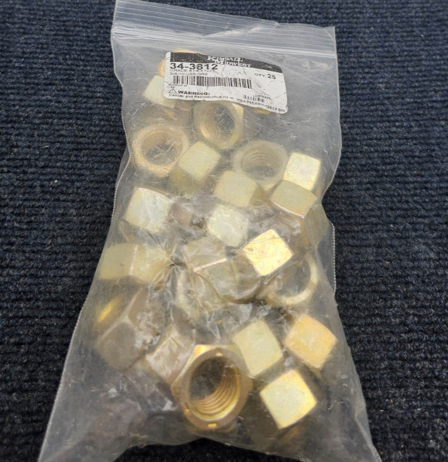 (QTY 25) Kimball Midwest 34-3812 3/4”-10 Hex Nut Grade 8 USS