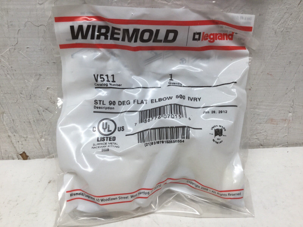 Wiremold V511 V500 Raceway Series 90 Degree Flat Elbow Ivory (Lot of 10)