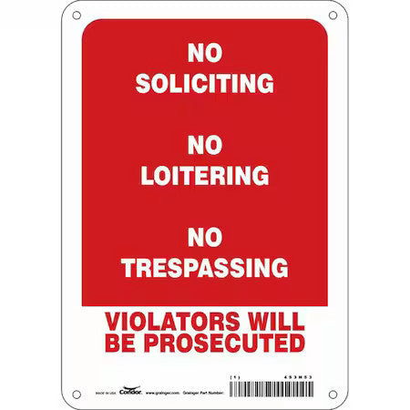 Condor 453N53 Security Sign, 10 In H, 7 In W, Aluminum, Horizontal Rectangle,