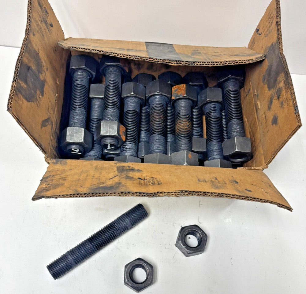 HIGHLAND THREADS STUDS AND HEX HEAD NUTS GRADE B7 2H LOT OF 45 1"X8X7" RUST NOTE
