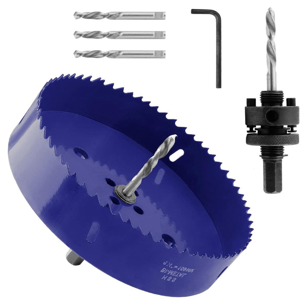 6-1/4 Inch (159mm) Hole Saw with Heavy Duty Arbor, BI-Metal Wood Blue