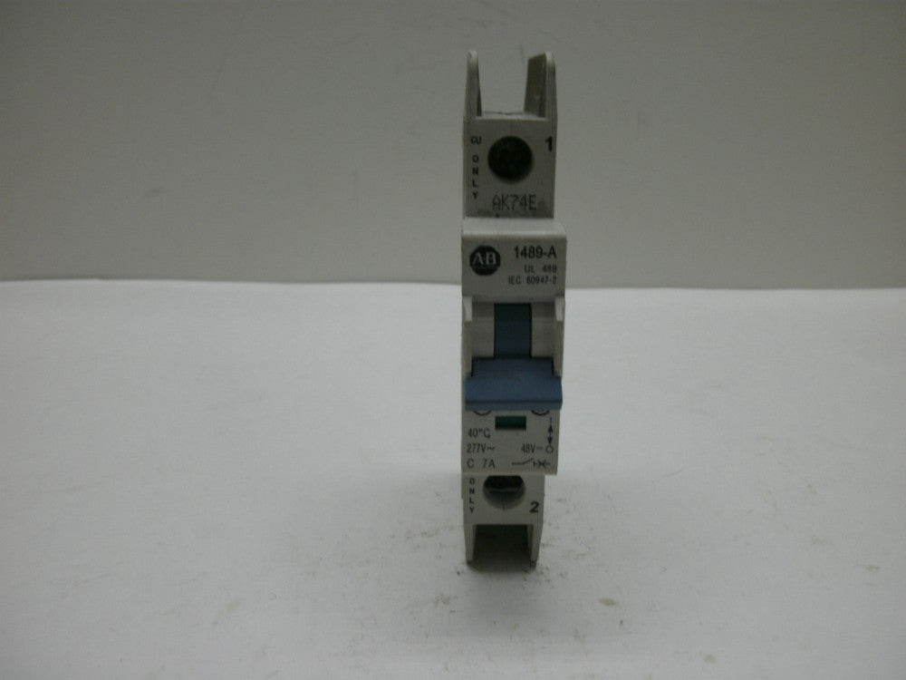 ALLEN BRADLEY 1489-A1C070 SER A CIRCUIT BREAKER 7 AMP 1 POLE 277V~ 48VDC