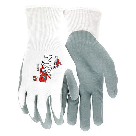Mcr Safety 9694L Coated Gloves, Nitrile, Smooth, Palm, 3 Abrasion Level, White,