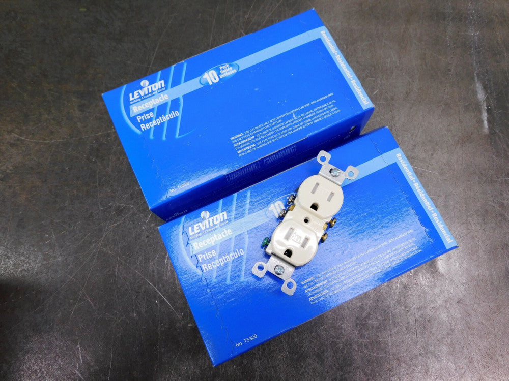 Lot of (20) Leviton Receptacle Outlet Plug 115-120 vac 15 amp T5320-A Almond