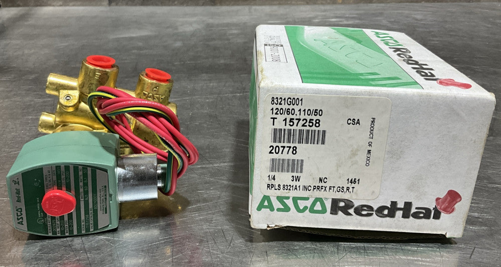 ASCO Red-Hat 1/4" 3-Way Piston Valve 120/60 T 157258 Nos Surplus