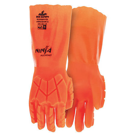 Mcr Safety N2658hvom N2658hvo Chemical Resistant Gloves, Pvc, 14 In L, 15 Ga,