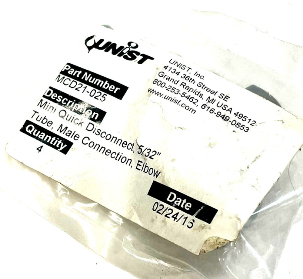 NEW QUNIST MCD21-025 MINI QUICK DISCONNECT 5/32" MALE CONNECTION, ELBOW MCD21025