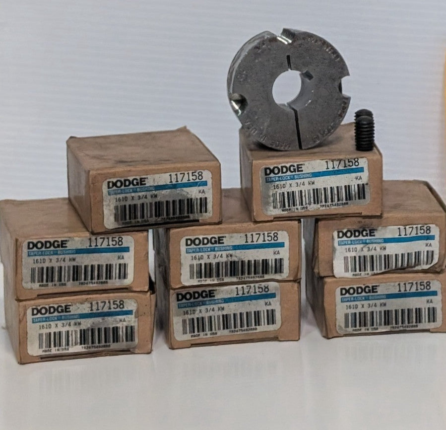 Lot of 8: Dodge 117158 Flangeless Flush Mount Taper-Lock Bushings 1610 X 3/4 KW