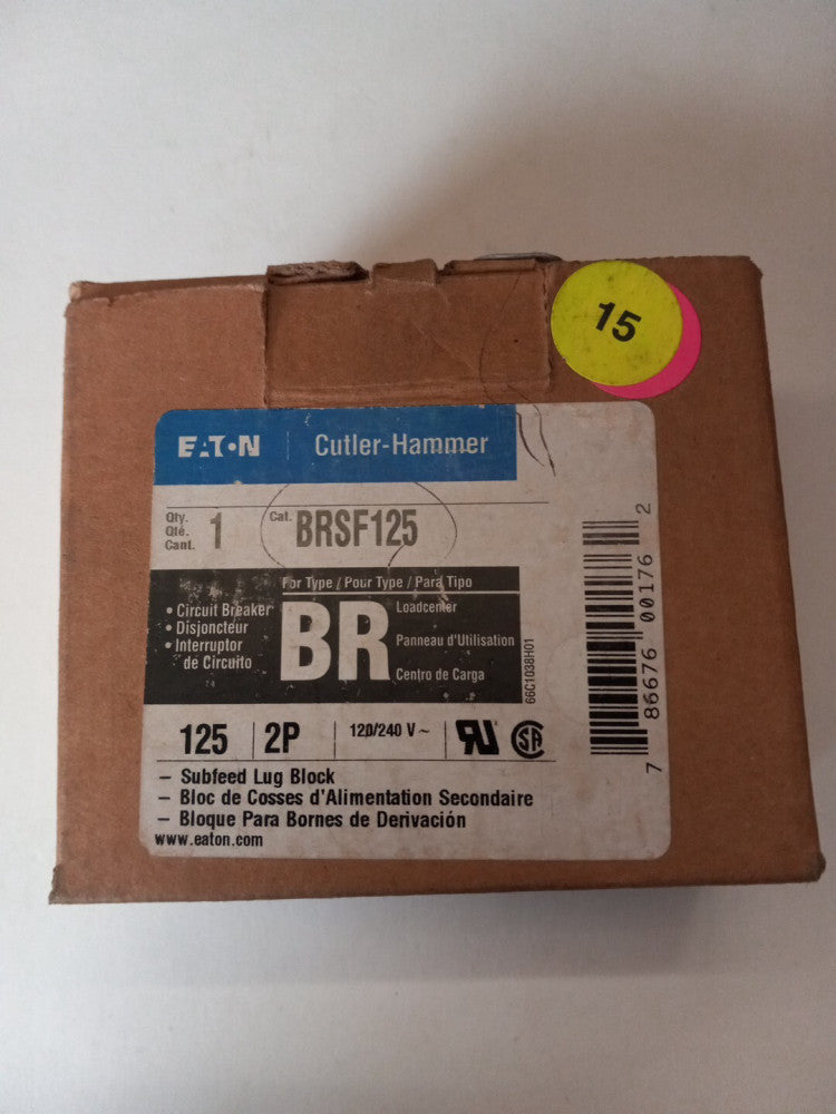 EATON BRSF125 125 Amp 120/240V 2 Pole Subfeed Lug Block New In Box