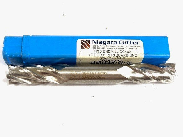 NIAGARA CUTTER HSS ENDMILL DC402 4F DE RH SQUARE UNC 5/8X5/8X1-3/8X5 EDP 46203
