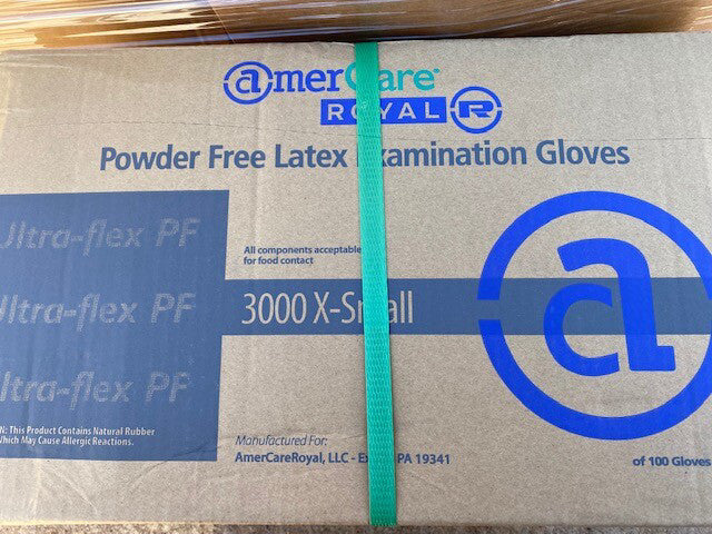 (Case of 1,000) AMERCARE Ultra-Flex Powder Free Latex Exam Gloves, X-Small