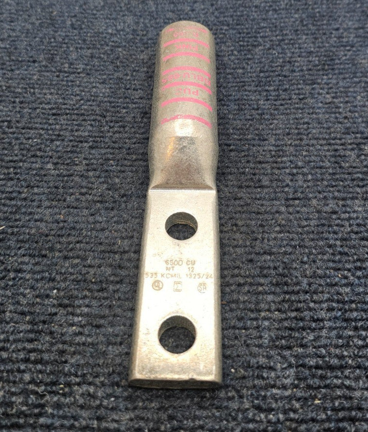 (QTY 2) Penn Union BBLU-065 Pink B-300 2-Hole Crimp Terminal Lugs