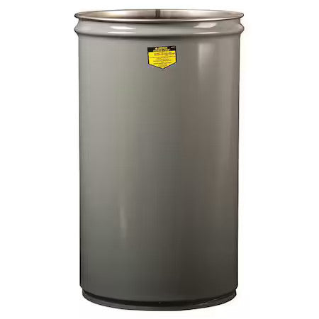 Justrite 26005 Open Head Waste Receptacle Drum, Steel, 15 Gal, Unlined, Gray
