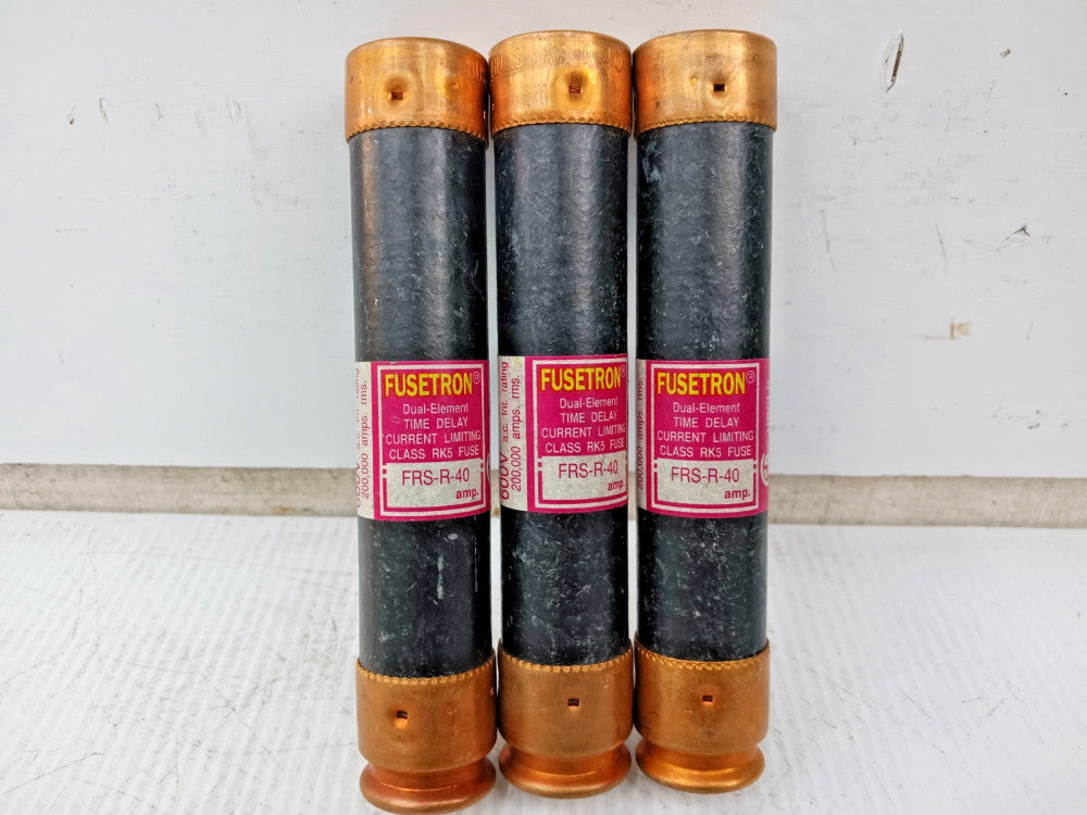 Lot Of 3) Bussmann Fusetron 40 Amp Dual-Element Time Delay RK5 Fuse FRS-R-40