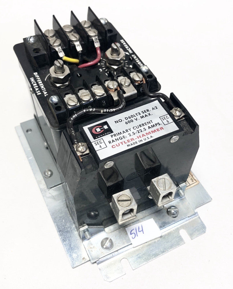 Cutler Hammer D60LA0 Adjustable Current Relay D60LT D60LT3 Ser A2