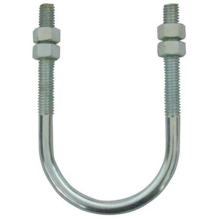 Zoro Select U17277.037.0050 Round U-Bolt, 3/8"-16, 15/16 In Wd, 3 In Ht, Plain