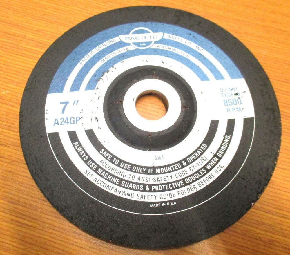 Pacific 7" x 1/4" x 7/8" 24 Grit 8500 RPM Aluminum Oxide Grinding Wheel - 2 QTY